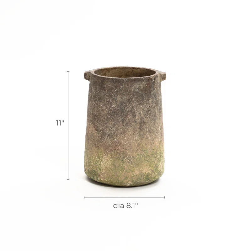 Rustic Ginger Root Brown Cement 11-Inch Tall Indoor and Outdoor Cylinder Vase | Wayfair North America