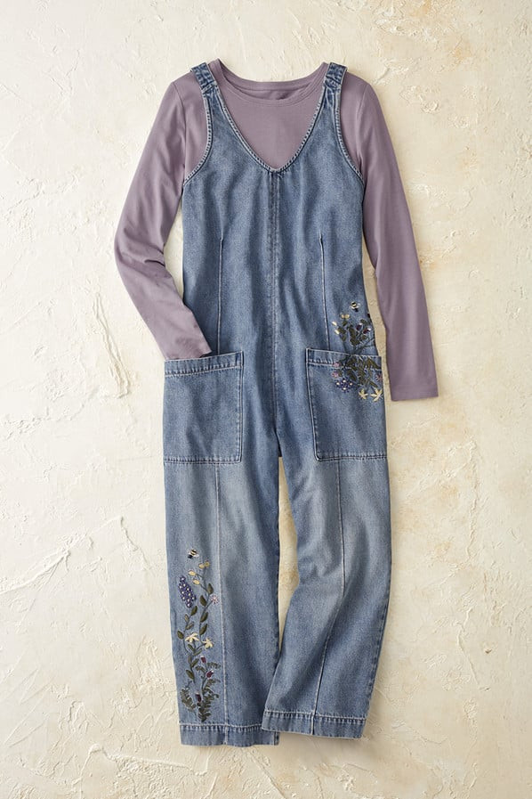 Embroidered Easy Denim Jumpsuit | Coldwater Creek