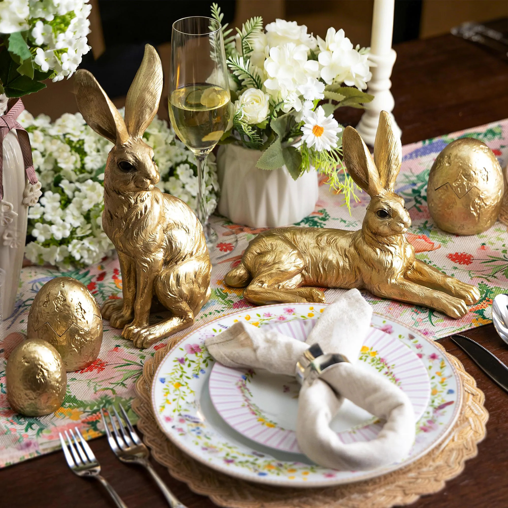 Fanbulous Easter Decorations Bunny Egg Figurines Set Vintage Rabbit Statue Gold 5 Pieces one_size | 5749848176540 | Lowe's