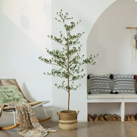 DR.Planzen 6ft Faux Black Olive Tree - Realistic Potted Artificial Tree with Natural Trunk & Silk... | Walmart (US)