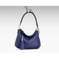 Blue Leather Hobo Bag, Zippered Crossbody Casual Purse, Women's Handbag, Slouch Crossbody Bag Whit Pocket | Etsy (US)