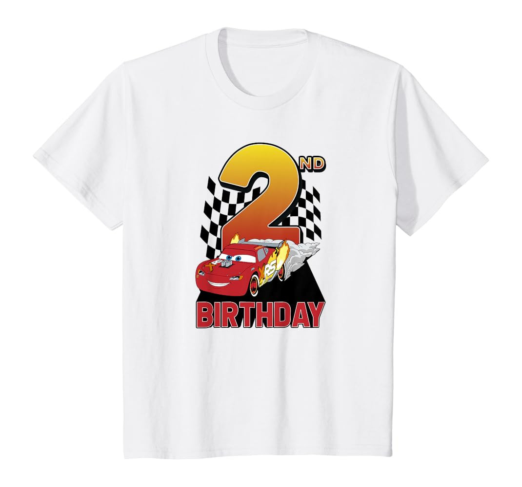 Kids Disney Pixar Cars Lightning McQueen Youth 2nd Birthday T-Shirt | Amazon (US)
