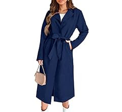 PRETTYGARDEN Women's 2023 Fall Fashion Overcoat Faux Suede Shacket Jacket Lapel Belted Long Trenc... | Amazon (US)