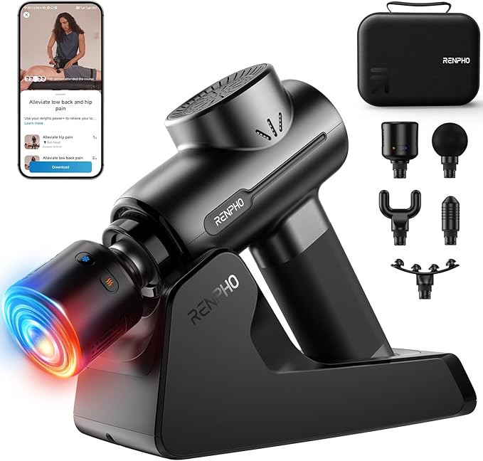 RENPHO Massage Gun with Heat and Cold, Portable Percussion Muscle Deep Tissue Massager with Charg... | Amazon (US)