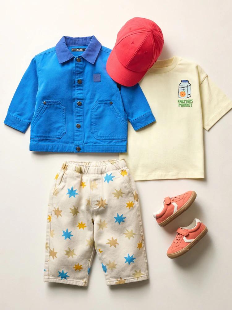 Multi Star Print Pull On Wide Trousers (3mths-7yrs) | Next EU