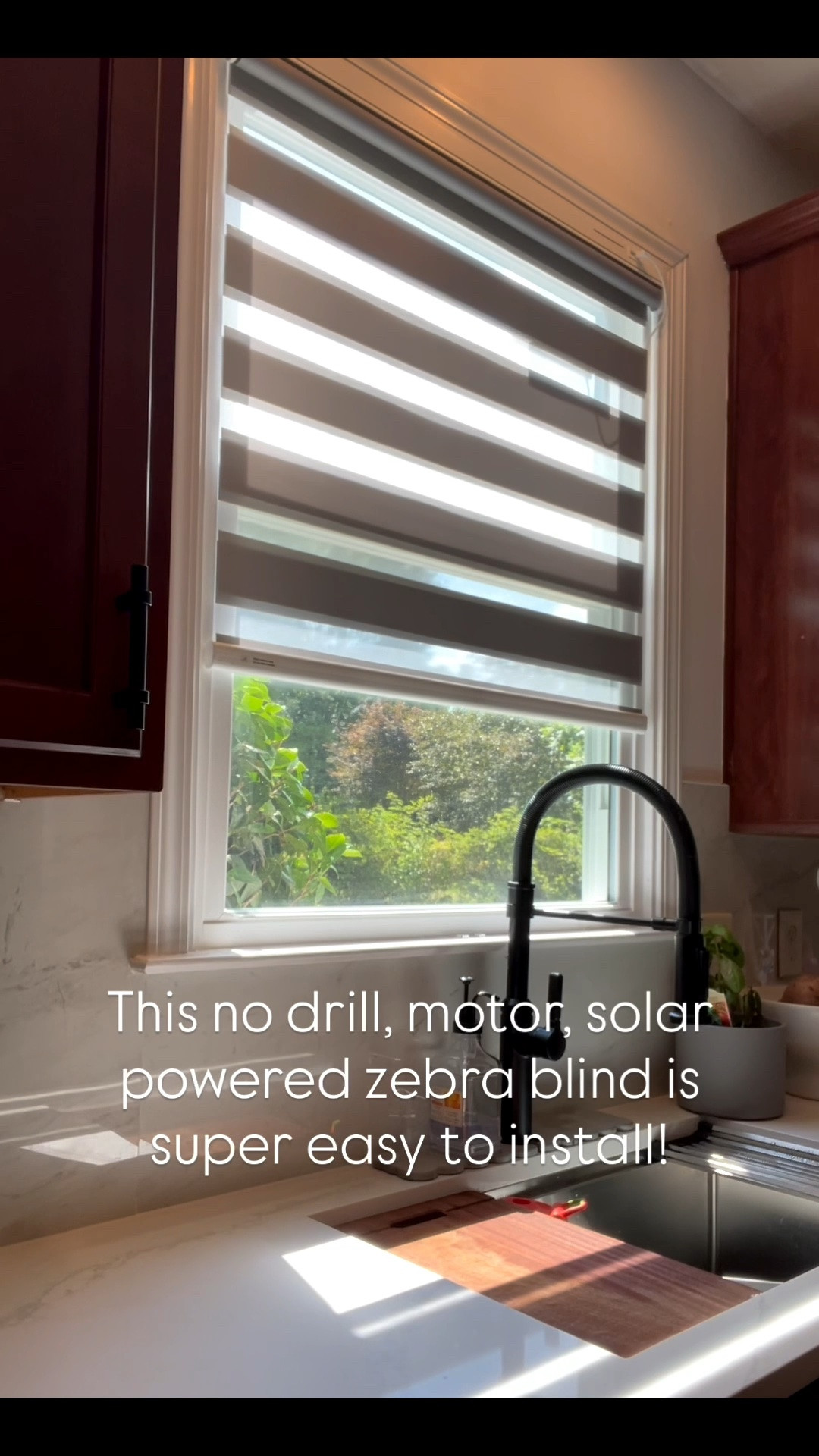 Our kitchen window needs a blind, but we don’t want to deal with the old traditional style with cord and strings because we have cats. This no drill, cordless, motor solar powered zebra blind is perfect! I did the installation myself in less than 20 mins. Highly recommend 👍🏽👌🏽🪟☀️🌅
My window dimension: 34.5in width, 45.5inch in height. 
This blind: 34.5in x 72in

#LTKHome #LTKBeauty