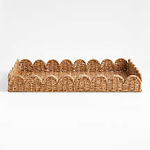 Scallop Natural Woven Fiber Tray + Reviews | Crate & Barrel | Crate & Barrel