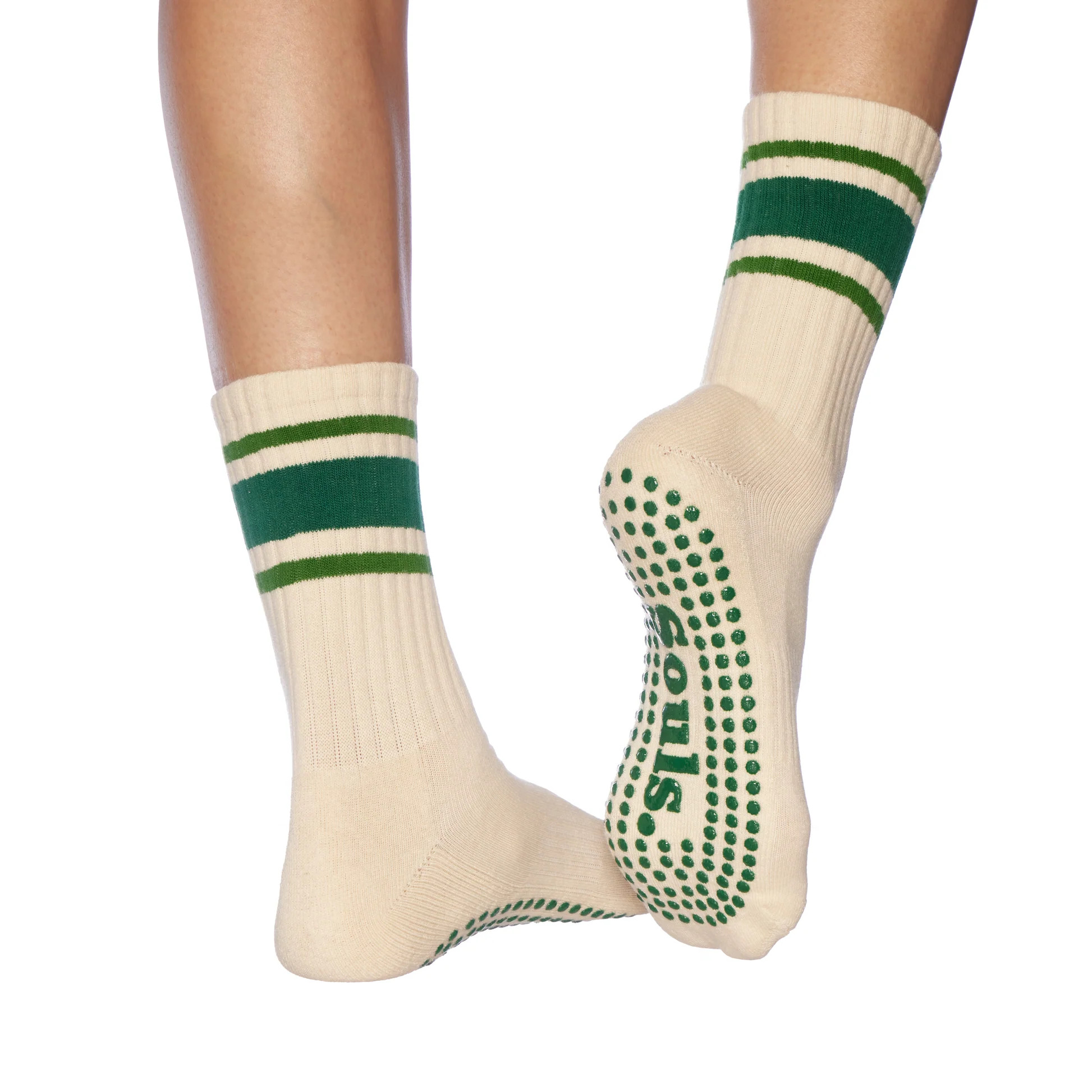 Green Retro Grip Socks | Vintage-Inspired Grip Grip Socks | Souls.
