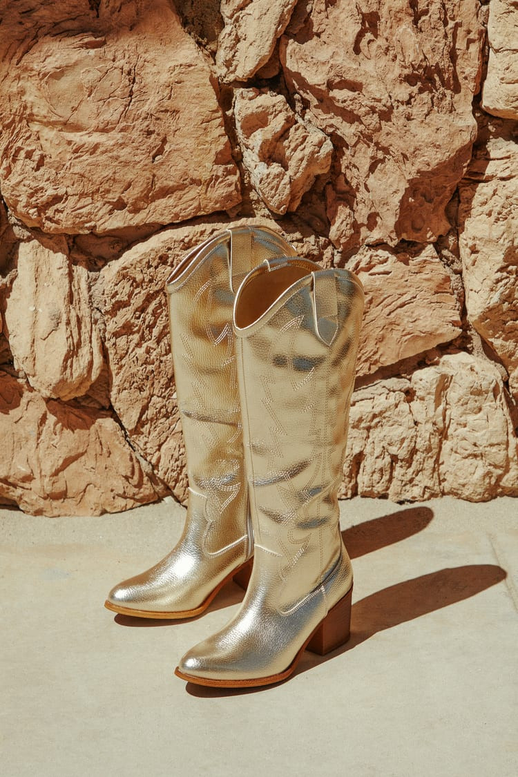 Upwind Gold Western Knee High Boots | Lulus (US)