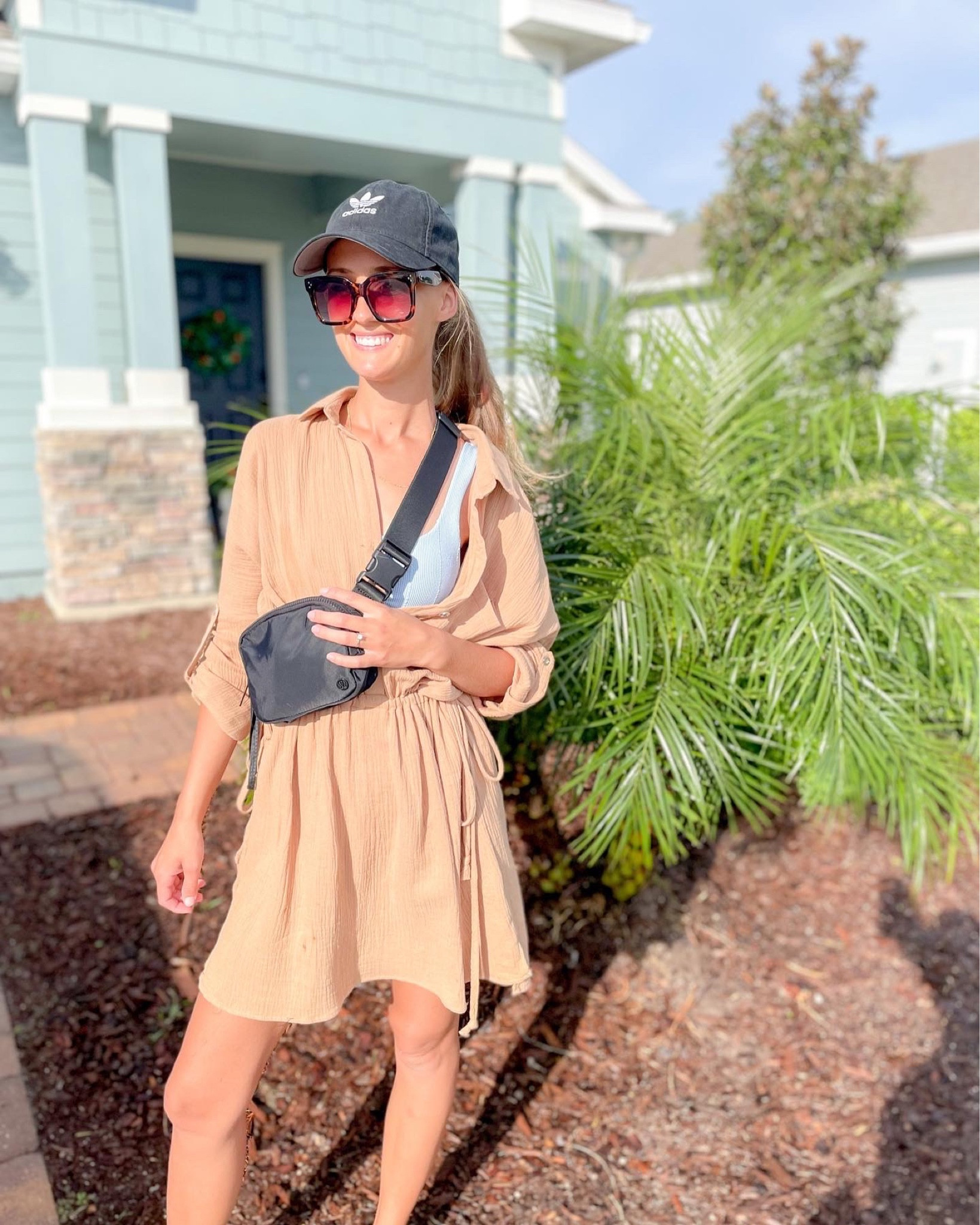 By the beach look | Beach style | Vacay look | swimsuit coverup | vacation style | travel style | sunglasses | sun hat | belt bag | sundress 

#LTKswim #LTKtravel #LTKFind