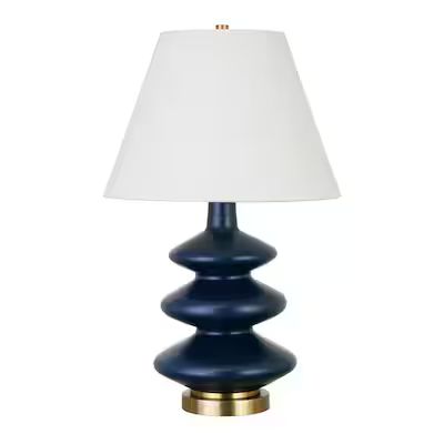 Hailey Home Carleta 26.5-in Blue LED Table Lamp with Fabric Shade Lowes.com | Lowe's