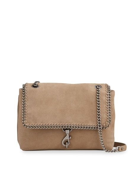 Rebecca Minkoff Edie Suede Woven Chain Flap Shoulder Bag | Neiman Marcus