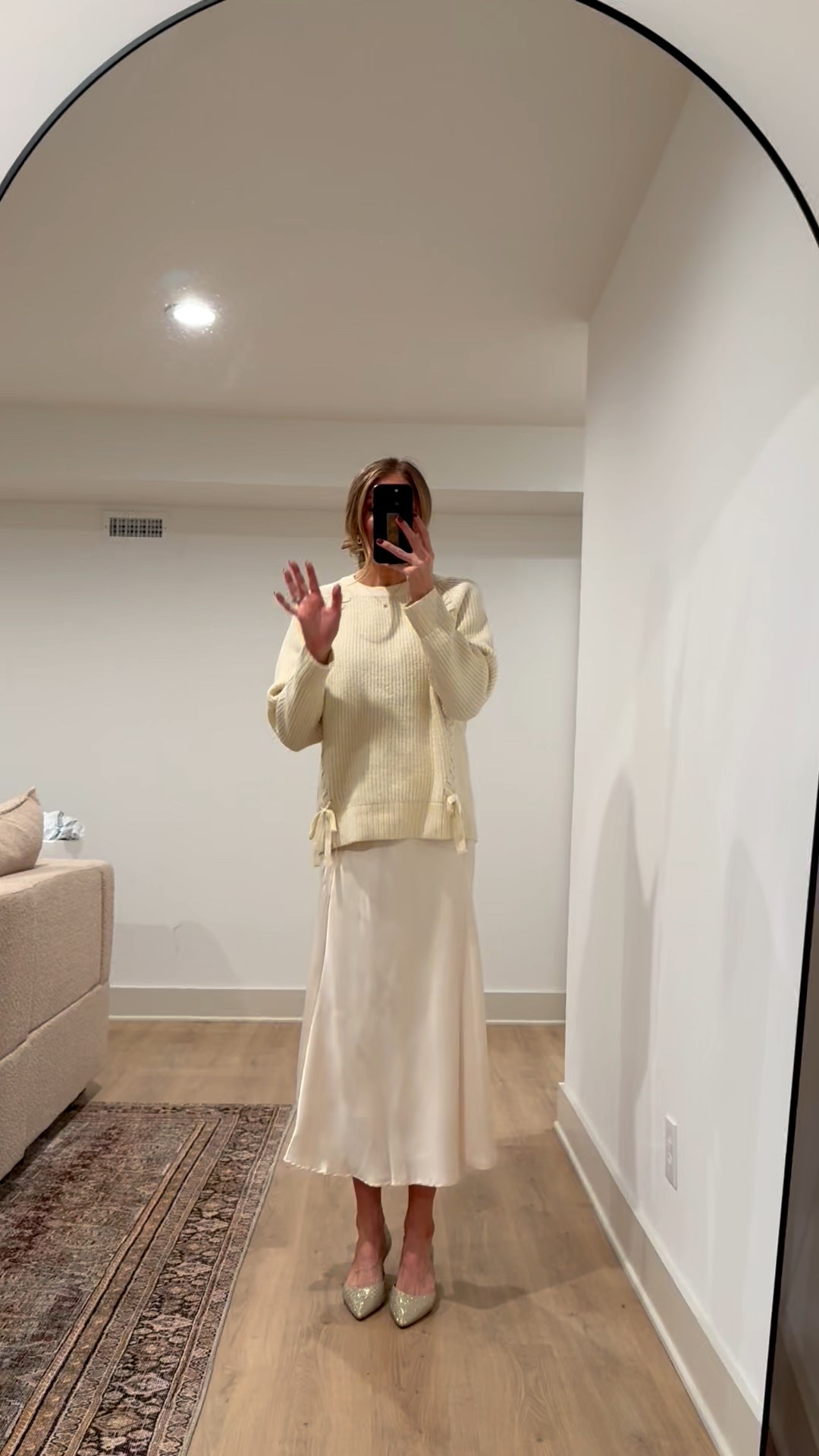 One oversized sweater 4 ways
Sizing:
Sweater runs oversized. Still wearing medium for extra length
Small tall in leggings and joggers
Medium in skirt for bump
Sized up to 29 in jeans for bump but they do run slightly bigger if you are not pregnant 
Medium tall in camel coat
Medium in fur coat
Medium in puffer coat

#LTKBump #LTKTall #LTKHoliday