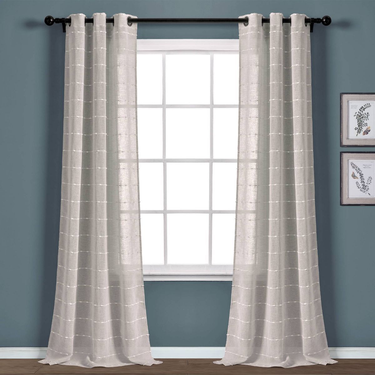 Set of 2 Farmhouse Texture Grommet Sheer Window Curtain Panels - Lush Décor | Target