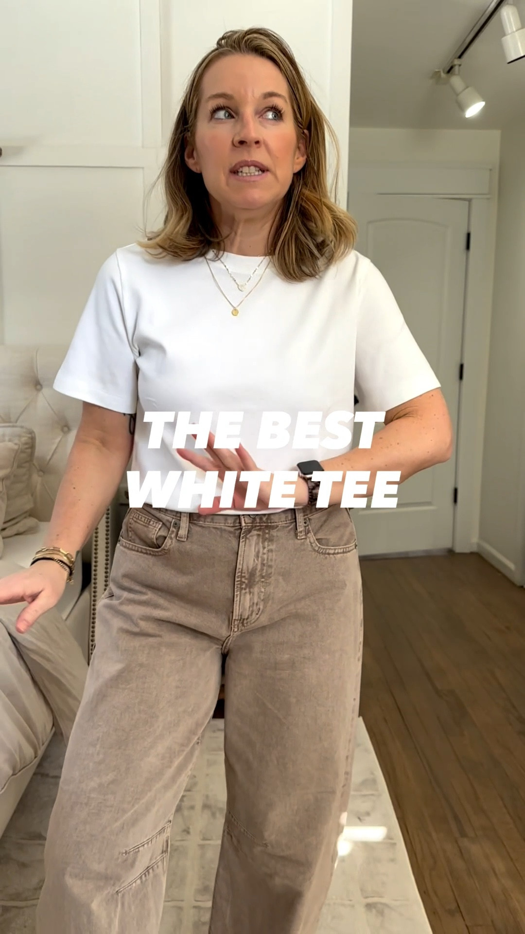 The perfectly polished tee. Thicker; double lined, buttery smooth and super crisp. Great for a professional look or casual! Jeans are tts 29 regular and so soft  

#LTKOver40 #LTKPetite #LTKootd