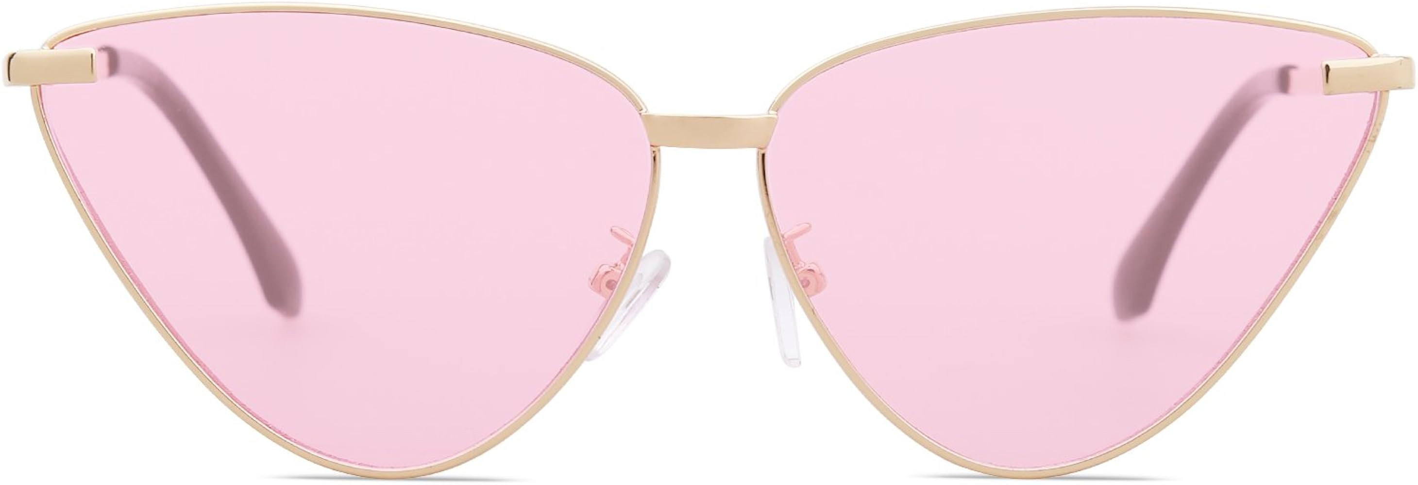 Cateye Sunglasses for Women Fashion Retro Vintage Narrow Clout Goggles Metal Frame SJ1091 | Amazon (US)