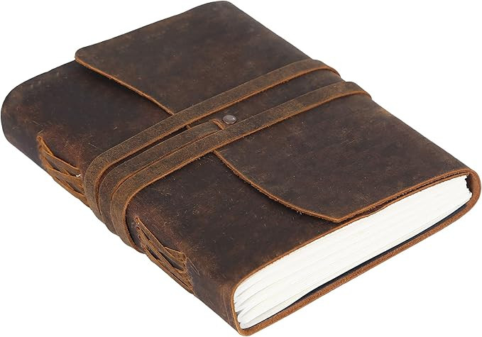 Handmade Leather Journal | Writing Diary | Bound Daily Notepad For Men & Women Unlined Paper Medi... | Amazon (US)