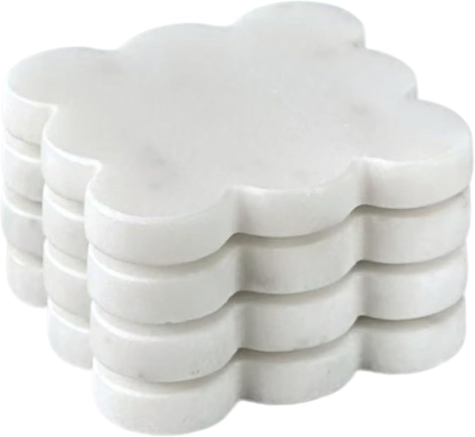 Marble Coasters Set of 4, Handcrafted Drink Protectors, Natural Stone Coaster Bar & Table Decor, ... | Amazon (US)