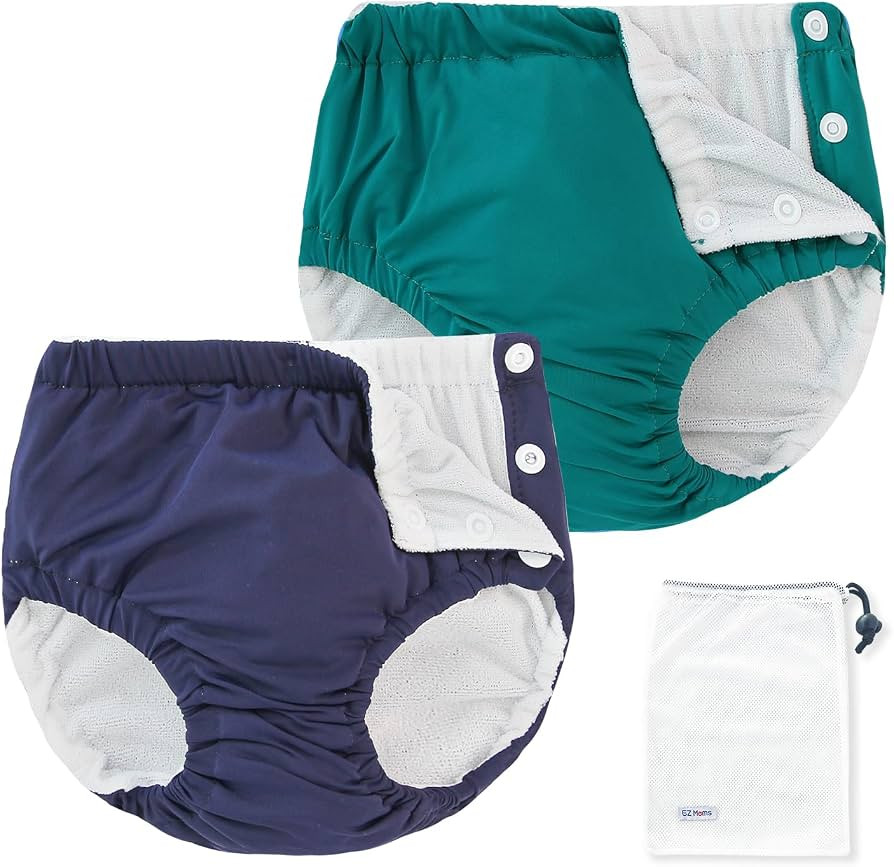 EZ Moms 2 Packs Baby Reusable Swim Diapers Soft and Silky Toddler Swim Diaper Washable Baby Swim Diaper 2T Waterproof Diapers for Swimming Swim Diaper Reusable Boys and Girls | Amazon (US)