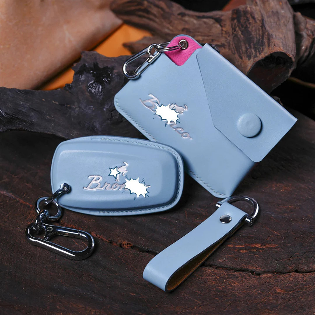 Leather Key Fob Cover 2022-2024 Bronco Sport Custom Embossed Logo Bronco, Smart Keyless Holder Wi... | Etsy (US)