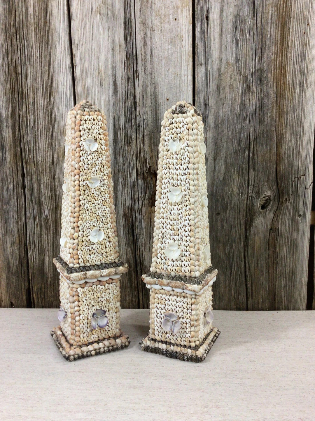 Pair of Vintage Seashell Obilisks - Etsy | Etsy (US)