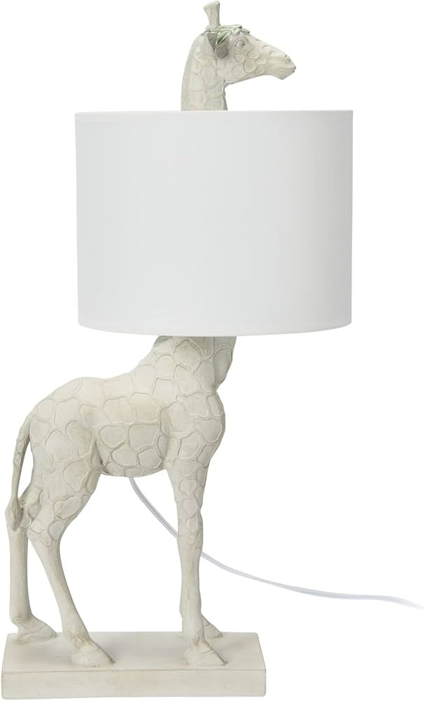 Creative Co-Op White Resin Giraffe Lamp with Linen Shade, 13.75" L x 11" W x 27.75" H | Amazon (US)
