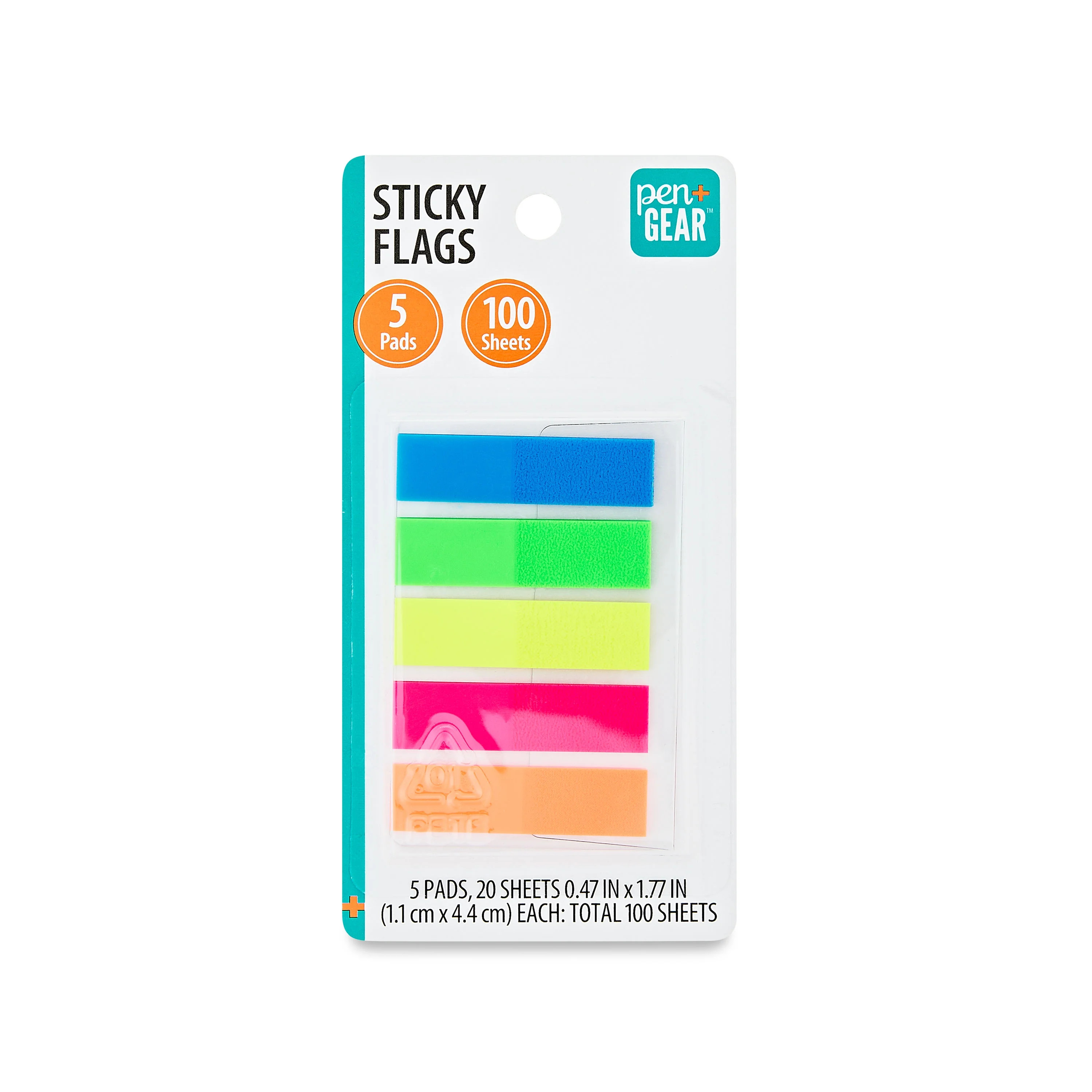 Pen+Gear Sticky Flags, Assorted Colors, 45 mm x 12 mm, 20 Sheets per Pad, Total 100 Counts per Pa... | Walmart (US)