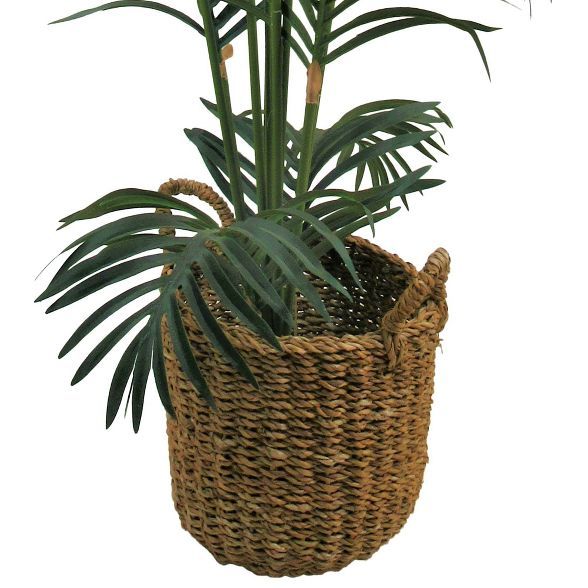 60" x 36" Artificial Areca Palm in Basket with Handles Green - LCG Florals | Target