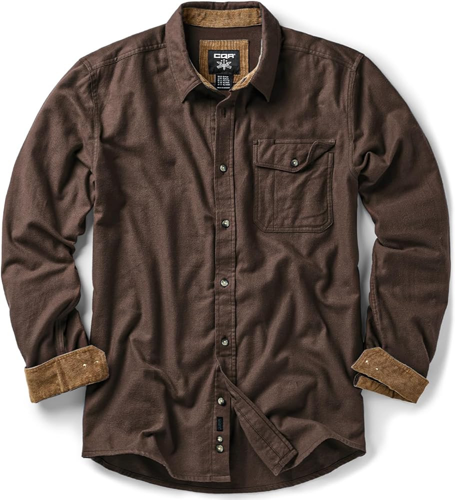 CQR Men's All Cotton Flannel Shirt, Long Sleeve Casual Button Down Plaid Shirt, Brushed Soft Outd... | Amazon (US)