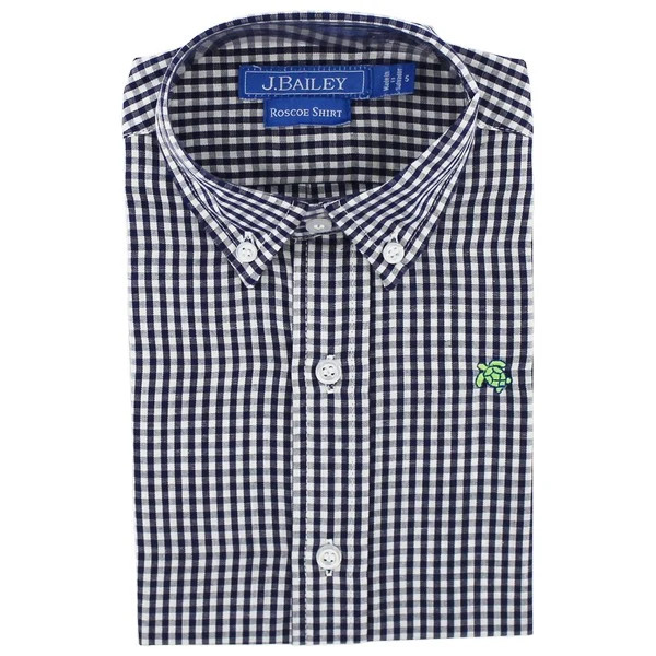 Roscoe Button Down - Navy Check | The Bailey Boys