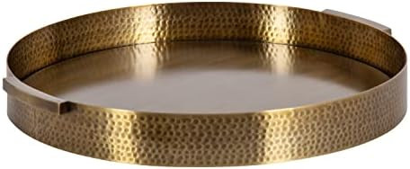 Kate and Laurel Samana Modern Glam Round Metal Tray; 17 Inch Diameter; Antique Brass; Circular Po... | Amazon (US)