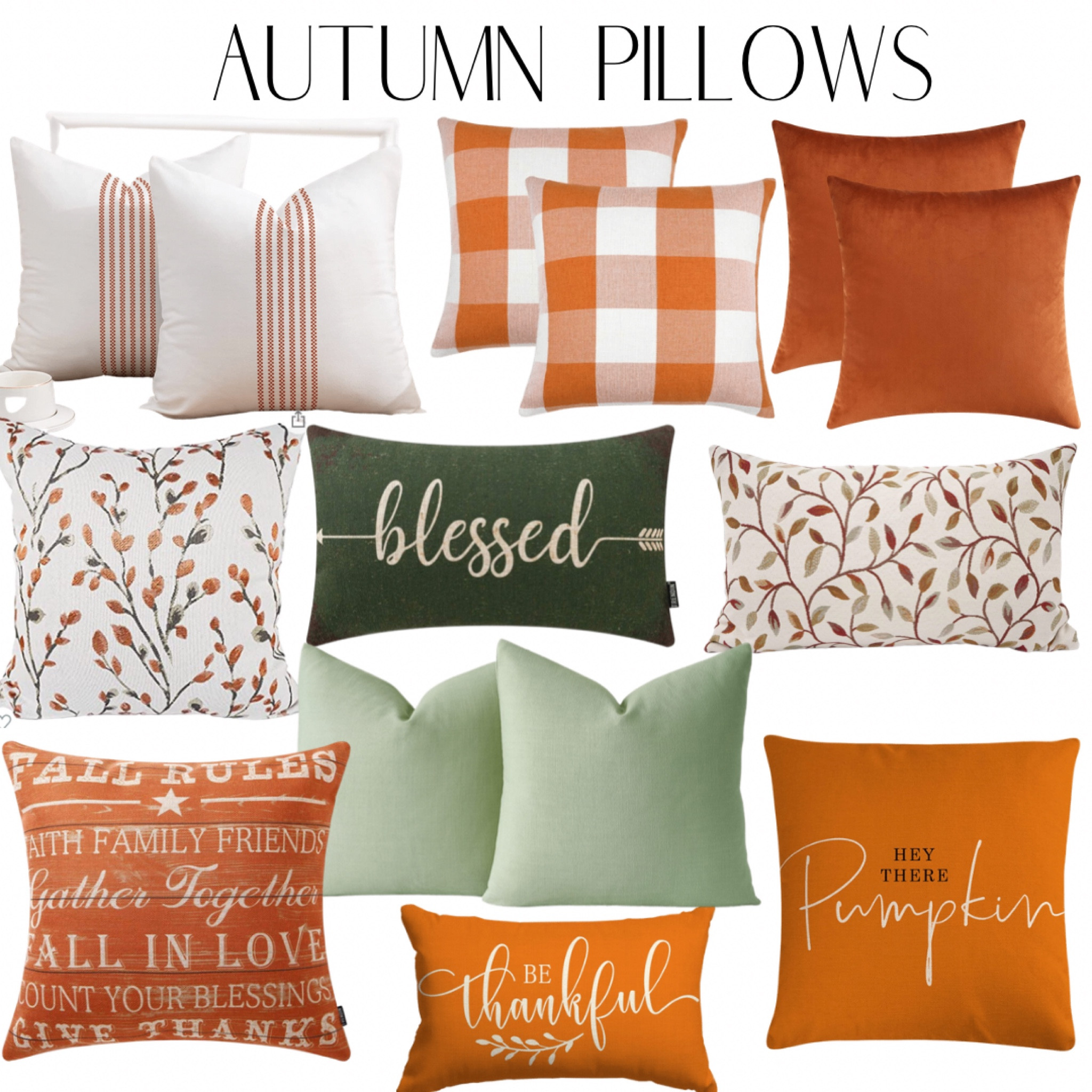AUTUMN PILLOWS
FALL SEASON with all the orange and green colors!
Decorative pillows, accent pillows


#LTKhome #LTKSeasonal #LTKstyletip