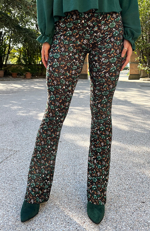 Flared Broek Wild Flower Smaragd | The Musthaves (NL)