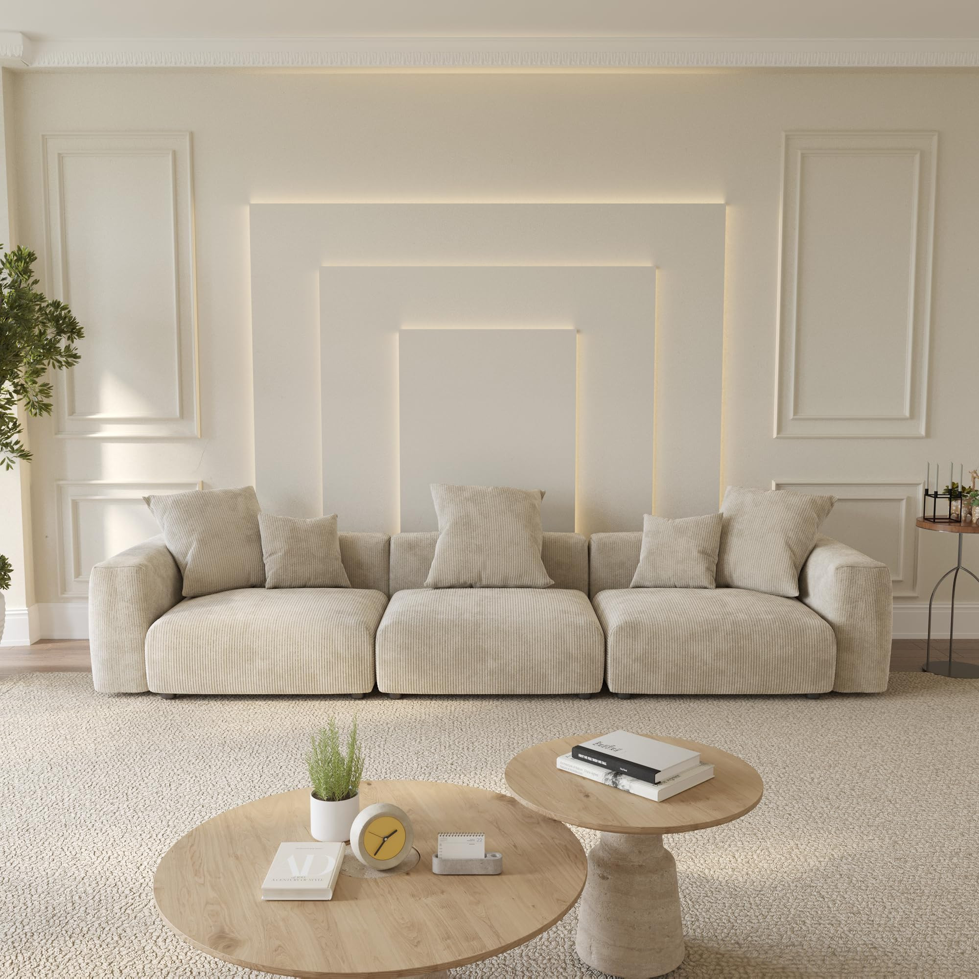 WJShome Modular Sectional Sofa Couch,141.73inch Oversized 3 Seater Sofa,Upholstered with Corduroy... | Amazon (US)