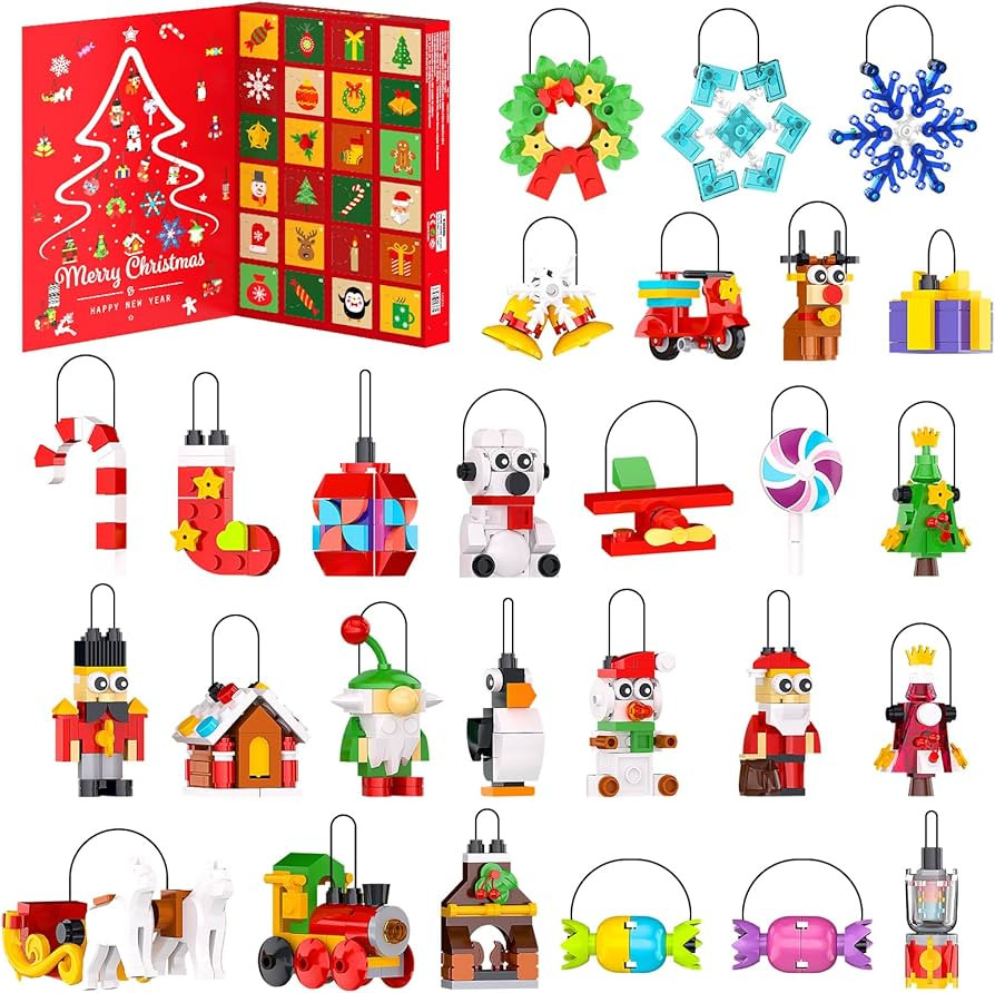 Christmas Ornaments Advent Calendar 2025 Building Block Sets, 24 Packs Xmas Tree Ornament to Buil... | Amazon (US)