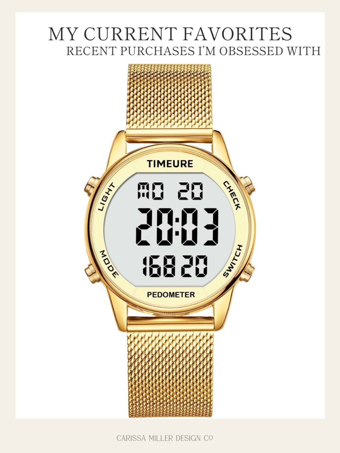 This watch is a current favorite. It tracks your steps, and is so cute, too!