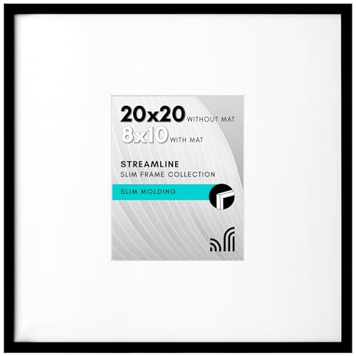 Americanflat 20x20 Picture Frame with Polished Plexiglass - Use as 8x10 Frame with Mat or Display 20x20 Photo Without Mat - Streamline Collection - Thin Border Square Frames for Wall Display - Black | Amazon (US)