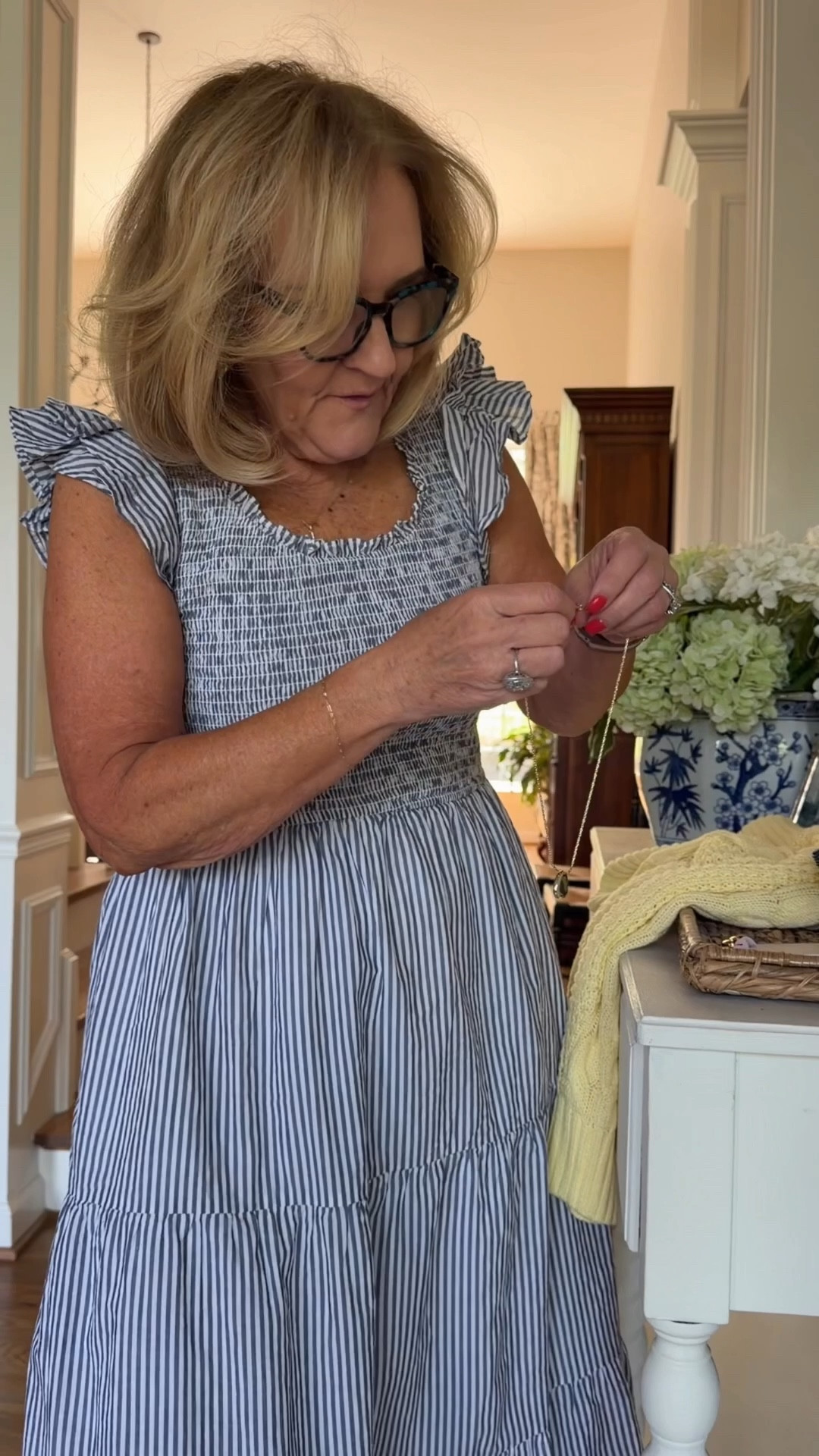 Wear it both ways! 
I sized up to a large in the dress 
Linking a similar yellow sweater that’s a cardigan you can button up and still wear over your shoulders or around your waist 
10% off my Eric javits  bag stacks on top of sale code NANETTE 
20% off my bracelet stack code NANETTE20
20% off my necklace and earrings code TAKE20

#LTKootd #LTKOver40 #LTKSaleAlert