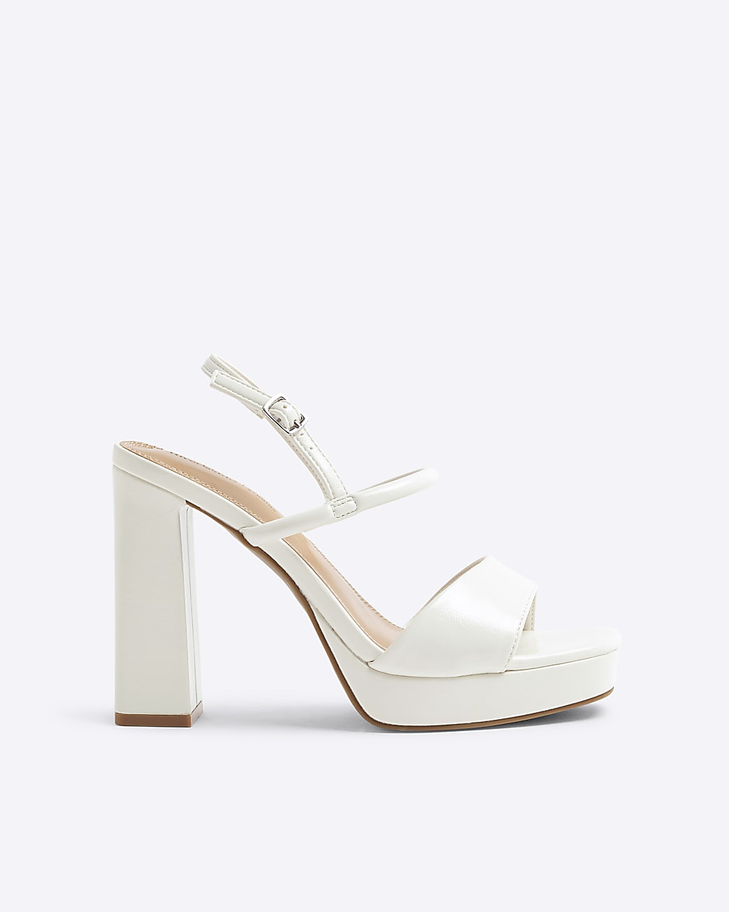White Sling Back Platform Heeled Sandals | River Island UK & IE