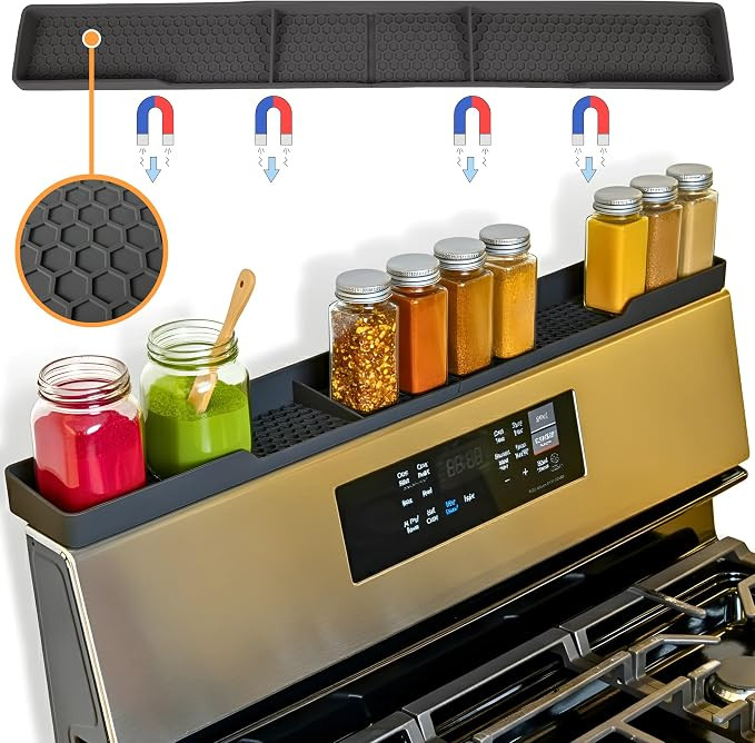 TEO Magnetic Stove Top Shelf - 30 Inch Silicone Over the Stove Spice Rack for Kitchen Gadgets Sto... | Amazon (US)