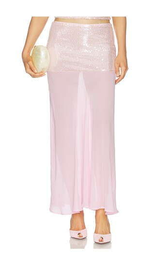 Runaway The Label Adeluna Sheer Bottom Maxi Skirt in Pink. - size M | Revolve Clothing (Global)