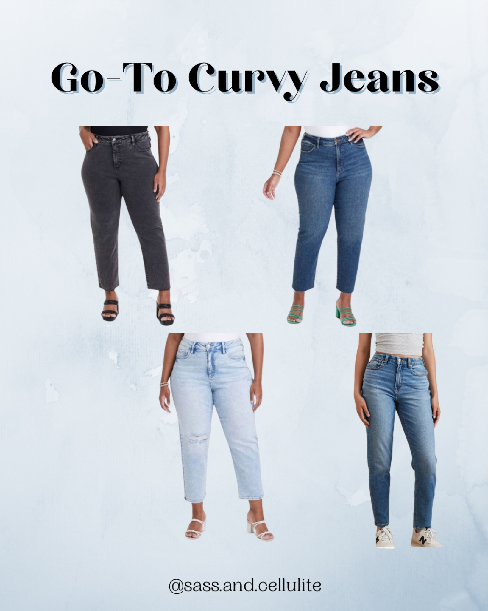My absolute go-to curvy jeans & they’re all under $50! I wear a size 17 in the Target ones and 16 from AE 

#LTKunder50 #LTKmidsize #LTKcurves