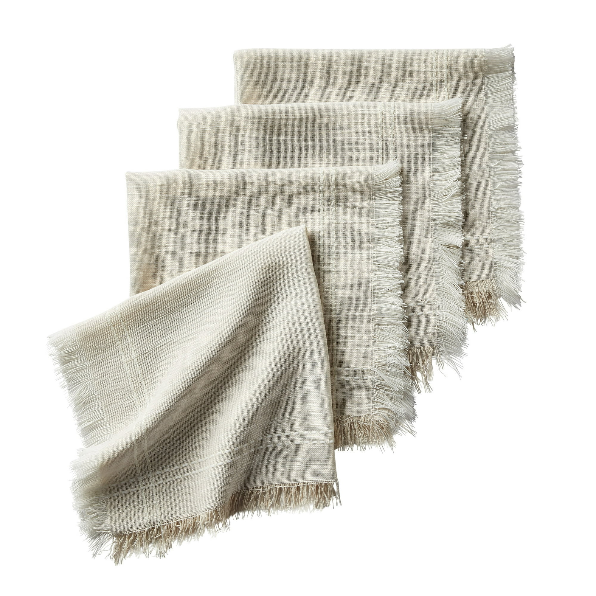 (2 pack) Better Homes & Gardens BG FRINGE 4PK NP - 20 x 20 - Beige - 57% Polyester/43% Cotton | Walmart (US)