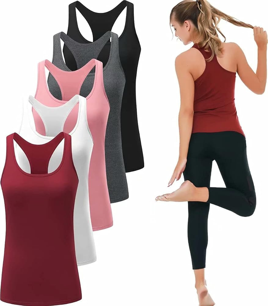 TELALEO 1/3/5 Pack Workout Tank Tops for Women, Athletic Racerback Sports Tank Tops, Compression Sle | Amazon (US)