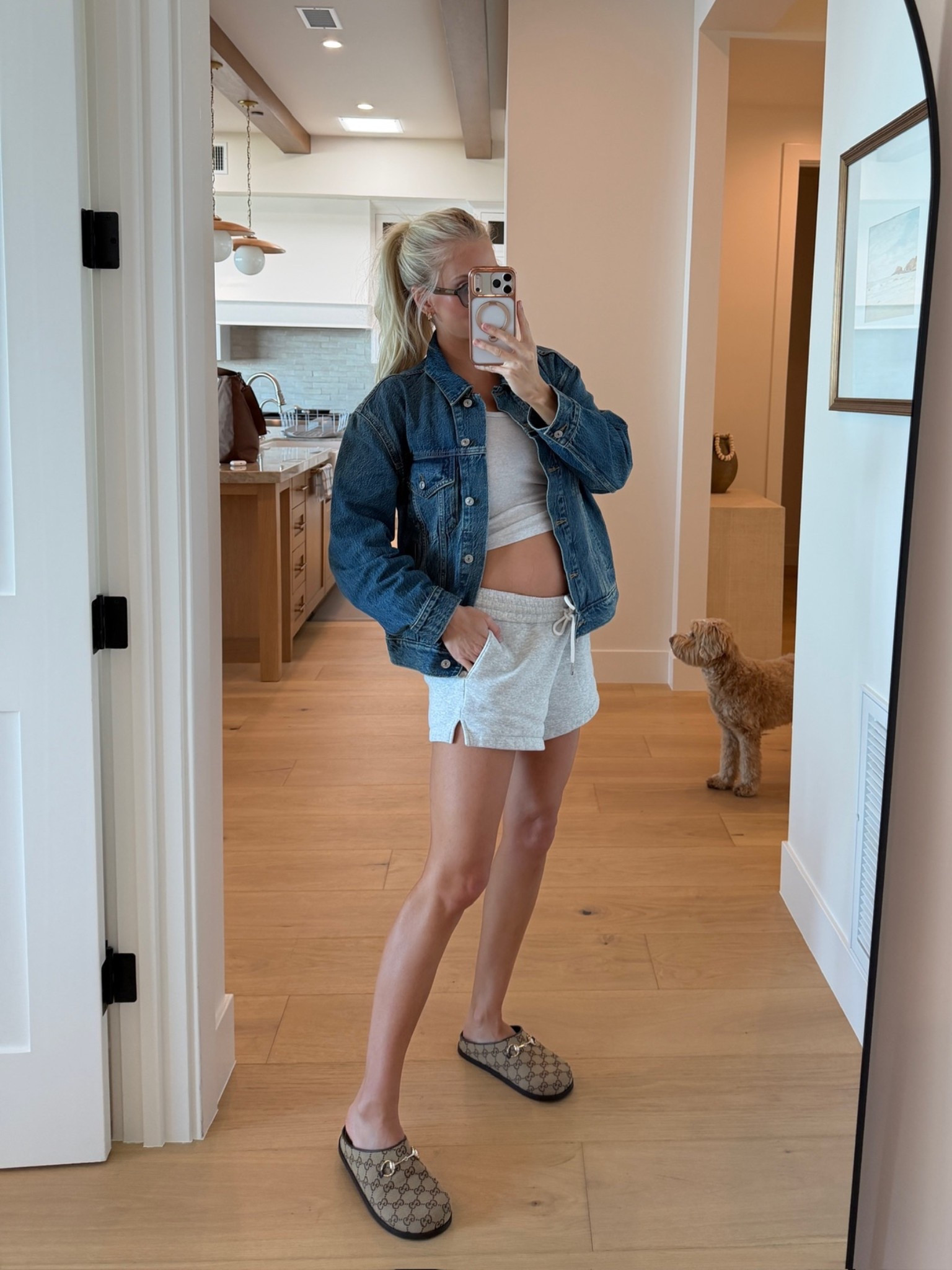 Code AFKATHLEEN for 20% off $125+! Wearing a small in tank & shorts (light gray)- my exact shorts are an older style.. this is the updated version- slightly shorter if rolled! , medium in jacket (medium wash), shoes are tts! #kathleenpost

Comfy chic look, errands outfit, coffee run, spring transition outfit, bump friendly, maternity look 

 #LTKBump #LTKSaleAlert #LTKootd