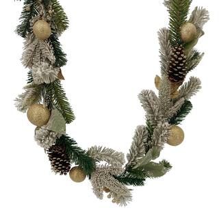 6ft. Snowy Pine & Gold Ornament Garland by Ashland® | Michaels Stores