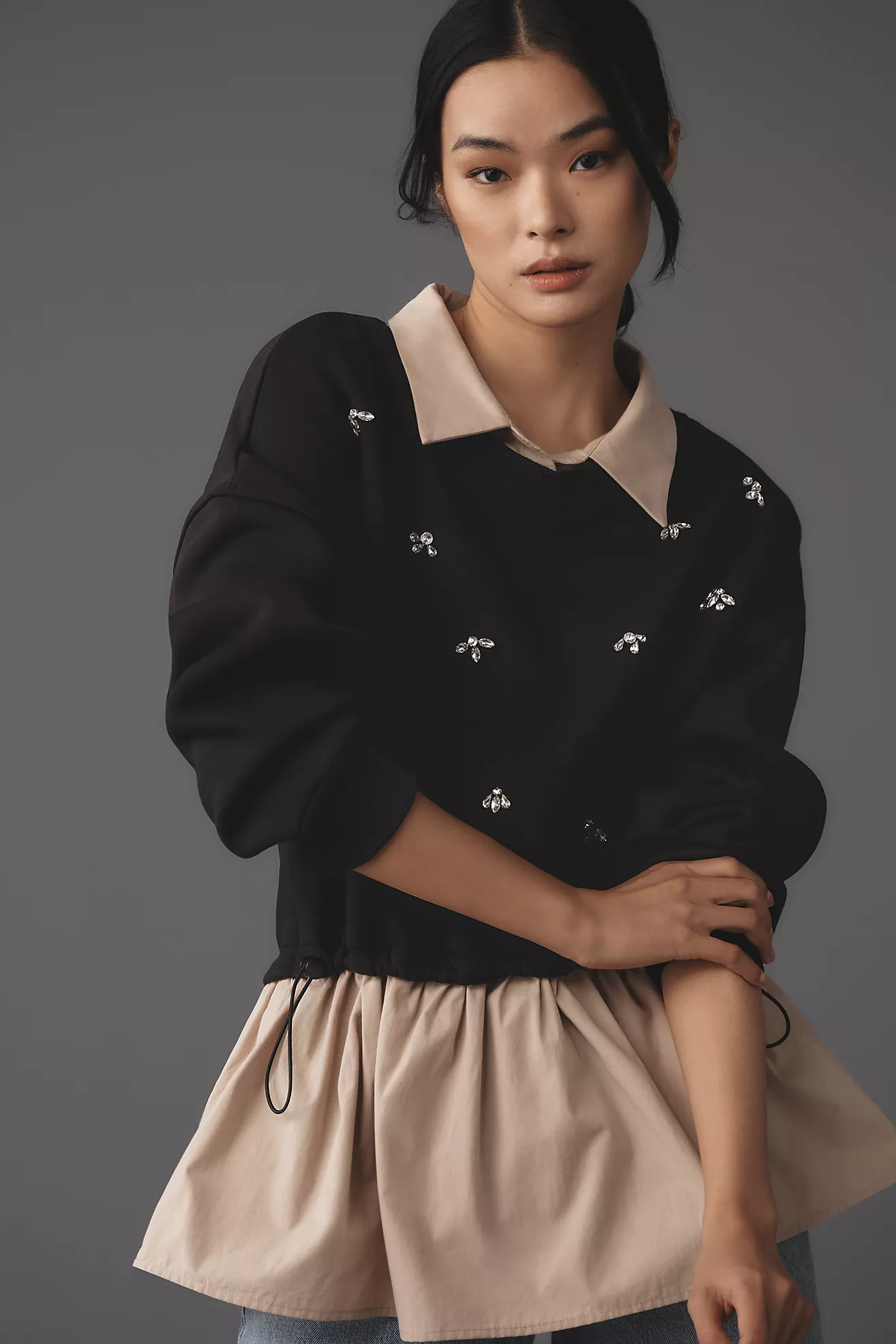 Maeve Embellished Twofer Pullover | Anthropologie (US)