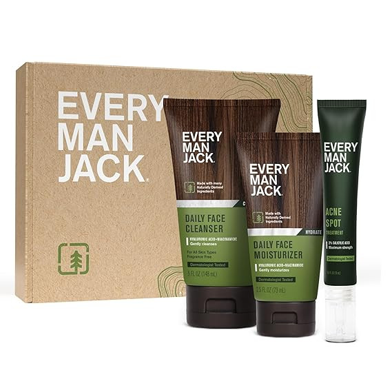 Every Man Jack Daily Skin Care Set -Three Full-Size, Fragrance Free Skin Care Essentials For a Co... | Amazon (US)