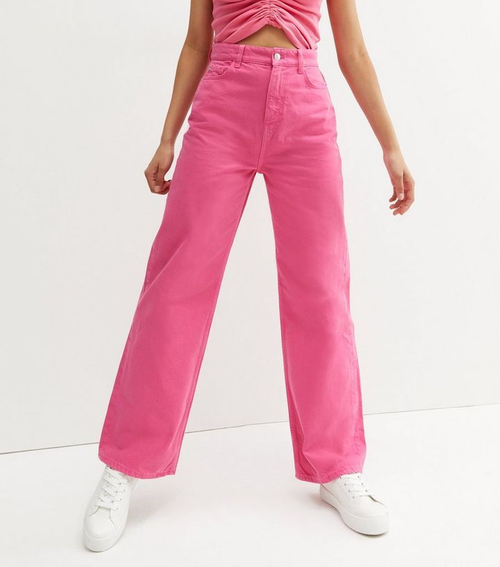 Bright Pink High Waist Adalae Wide Leg Jeans
						
						Add to Saved Items
						Remove from Sa... | New Look (UK)