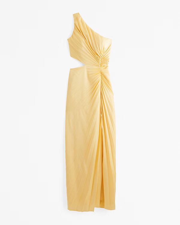 The A&F Giselle Pleated One-Shoulder Cutout Maxi Dress | Abercrombie & Fitch (US)